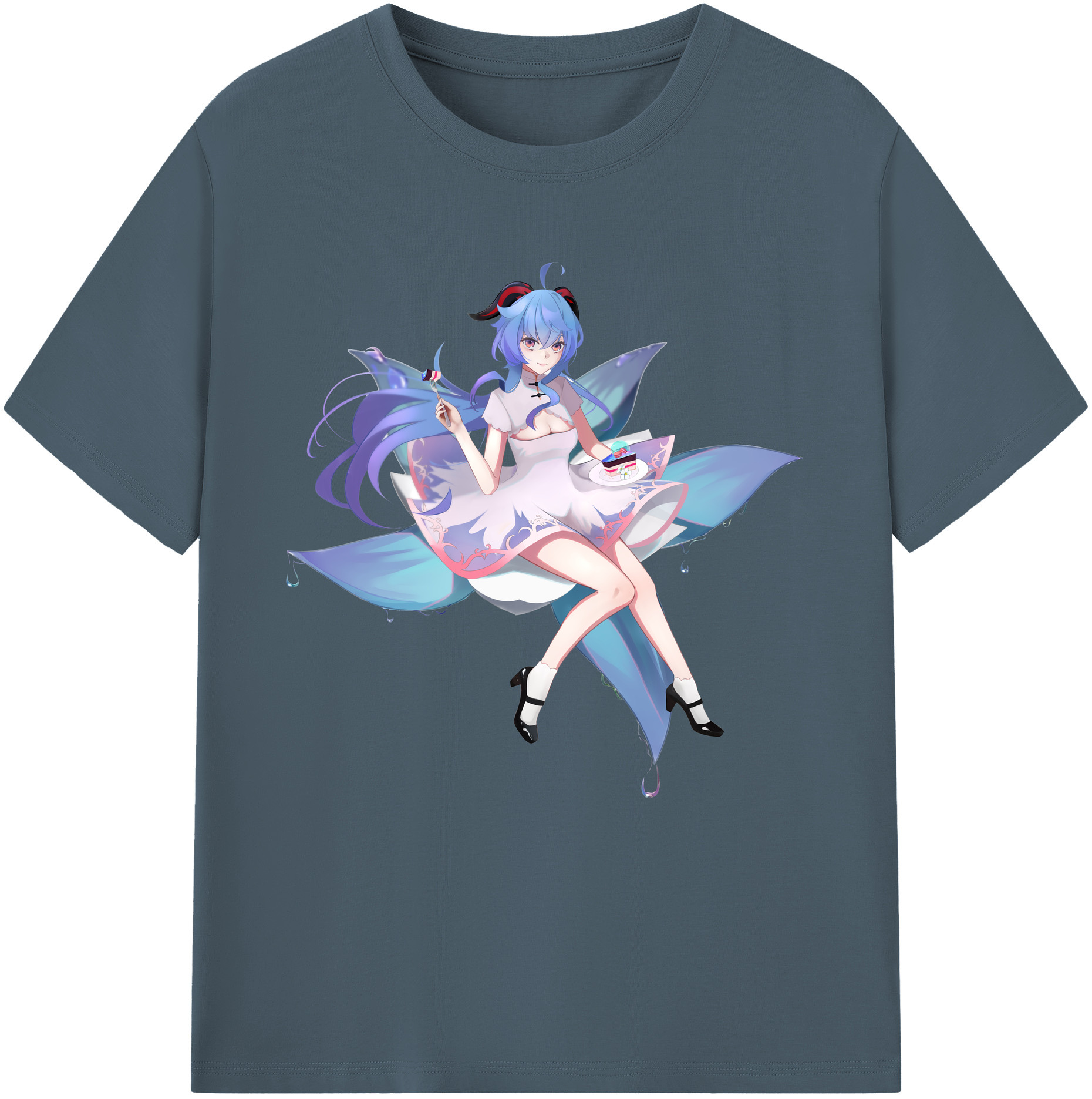 げんし神 甘雨 かんう genshin Ganyu 綿100％半袖Tシャツ（フロントプリント）